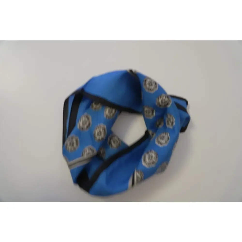 Vintage Baar & Beards Inc Blue Pure Silk Scarf 24x24 Floral Medallion 80s-90's